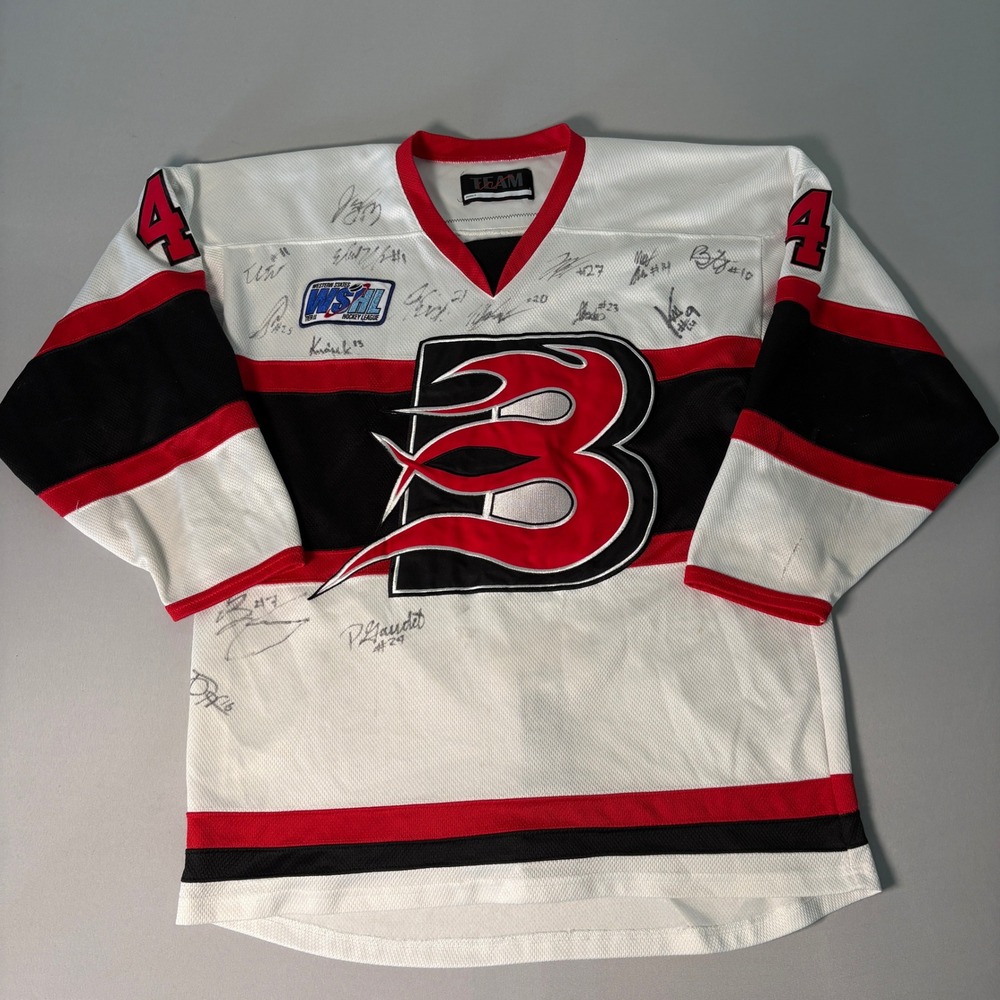 WSHL Western States Hockey League Vockel #4 Autographed Jersey White Red Black L